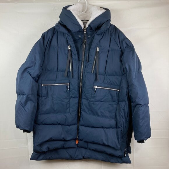 Orolay Womens Plus 2X Thickened Down Hooded Puffer Winter Jacket Navy Blue - Picture 2 of 9